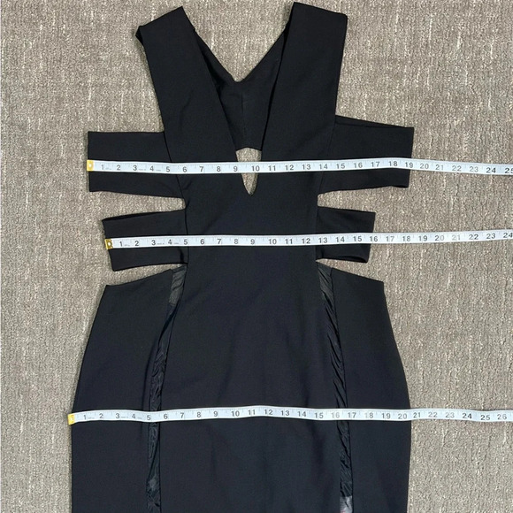 NWT Solace London Black Maxi Dress Size 10 Cutout Mesh Side Slit Gown Marvin - Picture 9 of 12